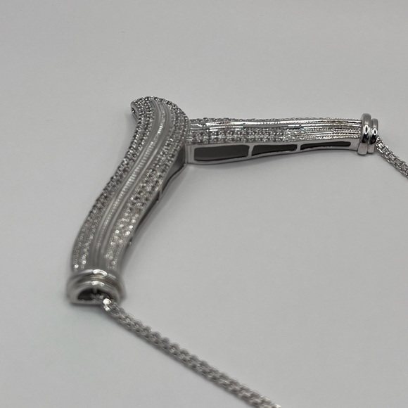 2 CT Natural Diamond Rhodium Evening Necklace - Picture 7 of 9